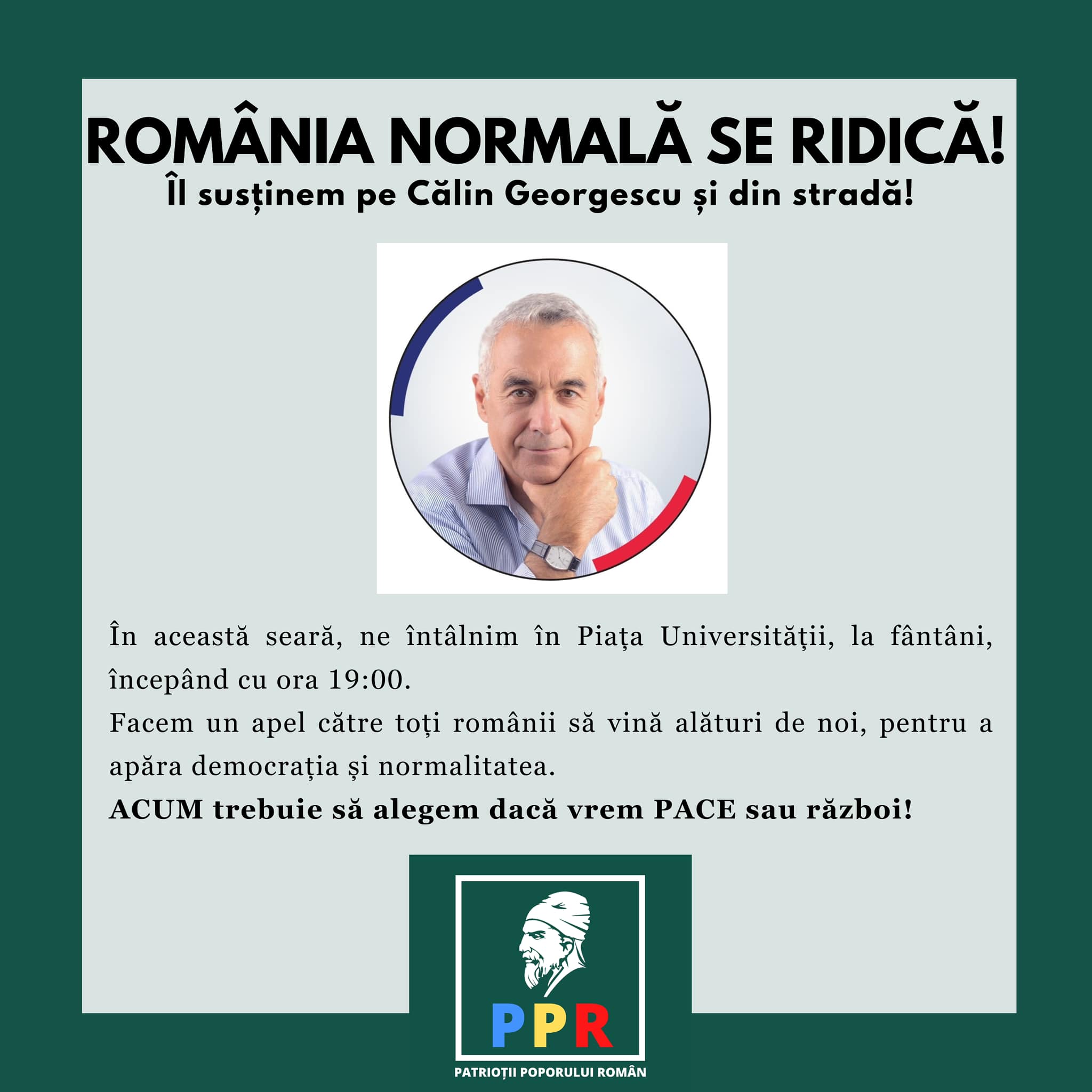 Susținătorii lui Călin Georgescu organizează o manifestație în București: „Să alegem dacă vrem pace sau război”