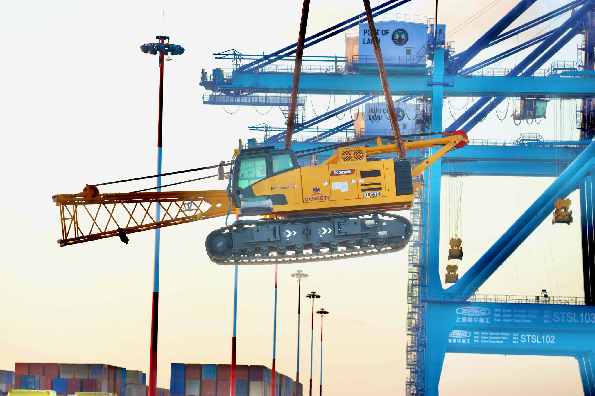 The arrival of the second batch of heavy project cargo and construction equipment for the Dangote East Africa Refinery at Lamu Port, Kenya (Image: Kenya Ports Authority/Facebook)