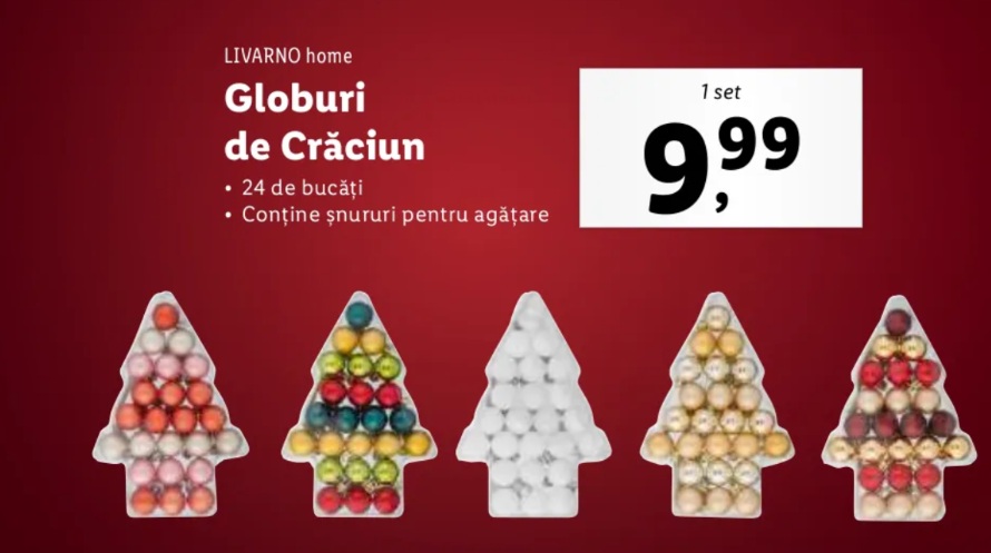 Jumbo vinde decorațiuni de Crăciun cu mai puțin de 2 lei bucata. Cât costă cele mai ieftine ornamente la Lidl