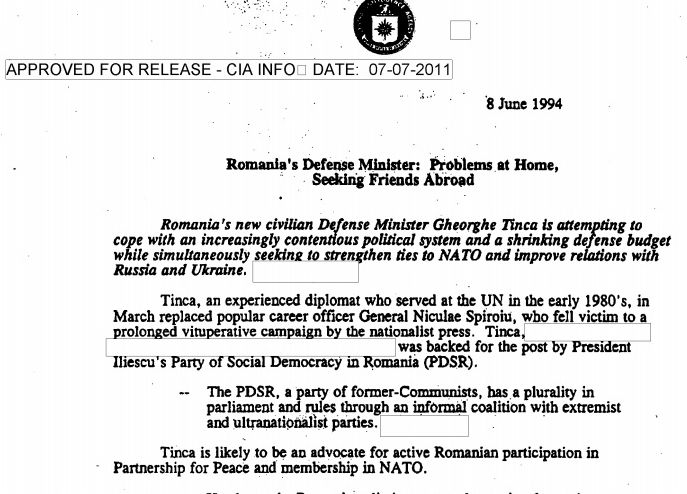 Raportul CIA despre România în anul 1994: „Țară aflată la mila unor state europene puternice, precum Rusia și Germania” 