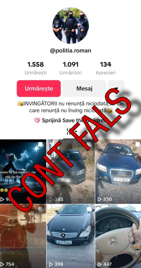 Atenție la polițiștii falși de pe TikTok. MAI a postat lista conturilor fake: „Vor să inducă în eroare cetățenii”
