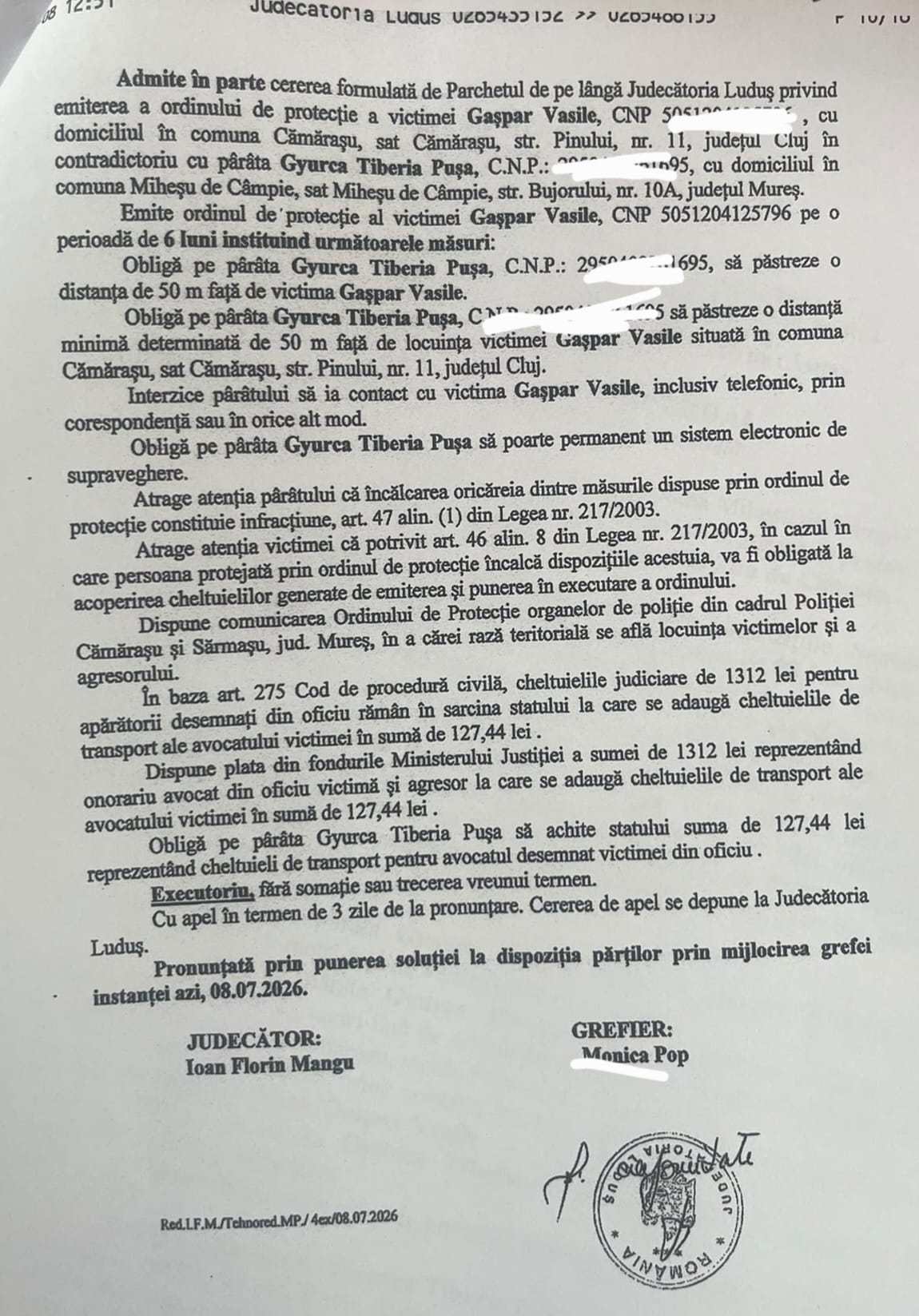 Sora victimei lui Emil Gânj, obligată să poarte brățară electronică. Avocat: „Ea era sub protecția Poliției”