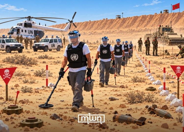 Mine-clearance operations near the sand berm in Western Sahara.[Photo: Morocco World News]