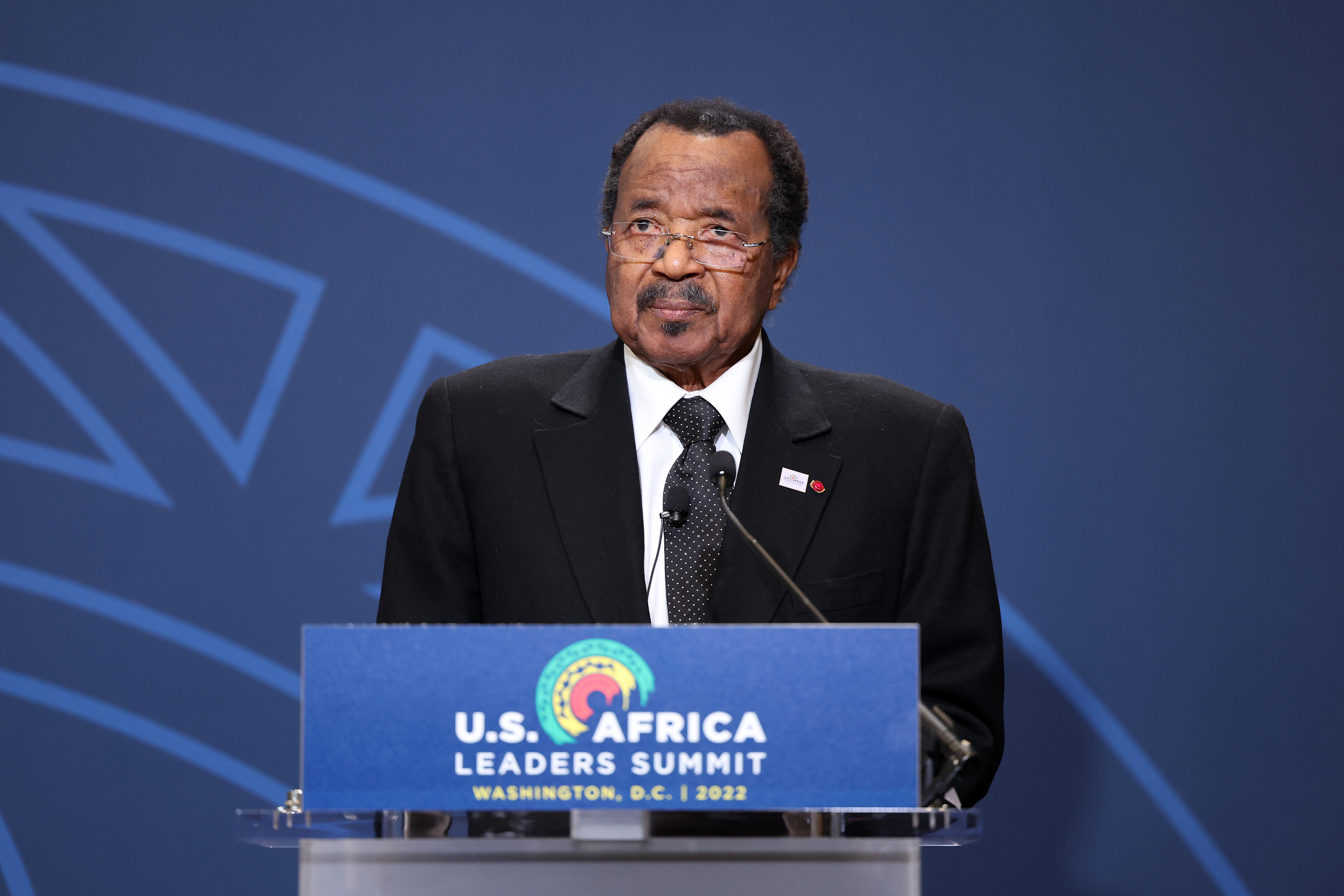 President of Cameroon Paul Biya delivers remarks during the Space Forum at the U.S. - Africa Leaders Summit on December 13, 2022 in Washington, DC. Leaders met to discuss the peaceful development of Space. [Photo by Kevin Dietsch/Getty Images]