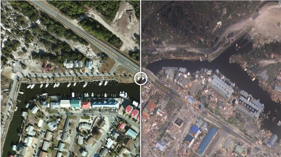 GALERIE FOTO| Mexico Beach din Florida înainte și după uraganul Michael. Imagini de coșmar surprinse din satelit