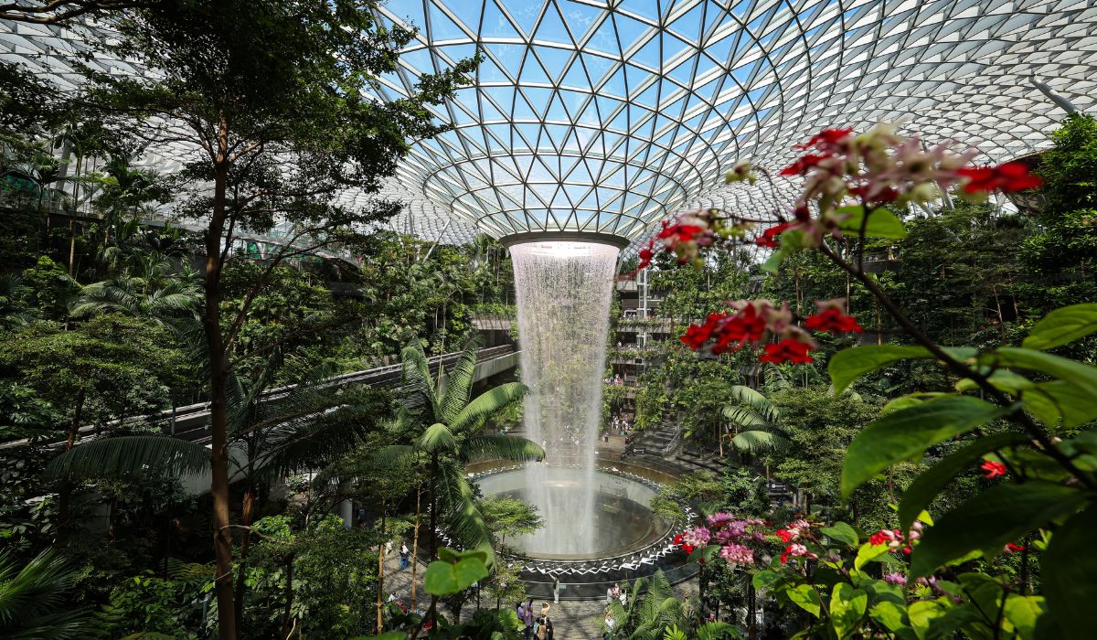 Cel mai frumos aeroport din lume are roboți cu AI care spală podelele, o grădină botanică cu fluturi și o cascadă: „Ai ce face până la decolare”