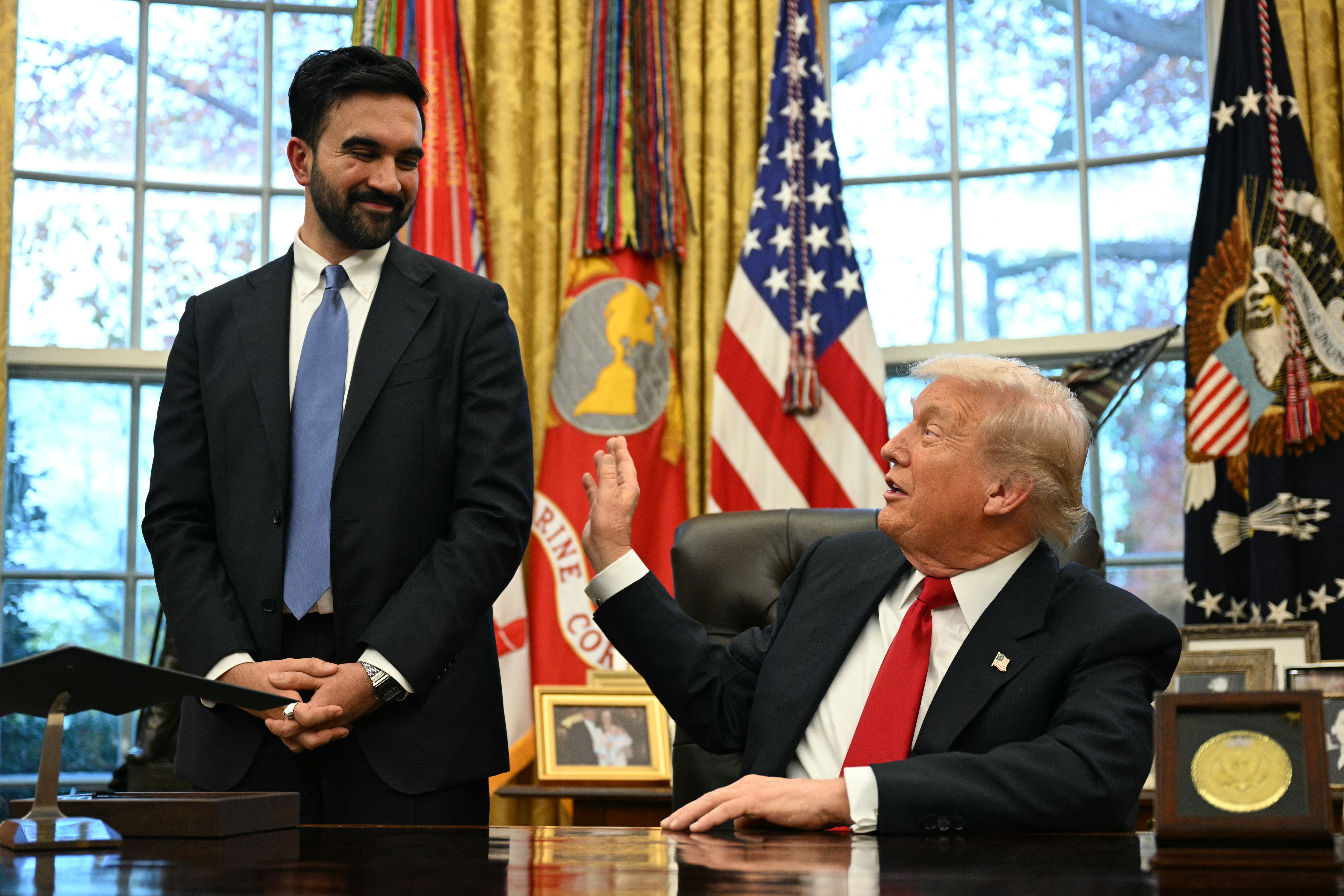 President Donald Trump meets with New York Mayor-elect Zohran Mamdani in the Oval Office of the White House in Washington, DC, on November 21, 2025.