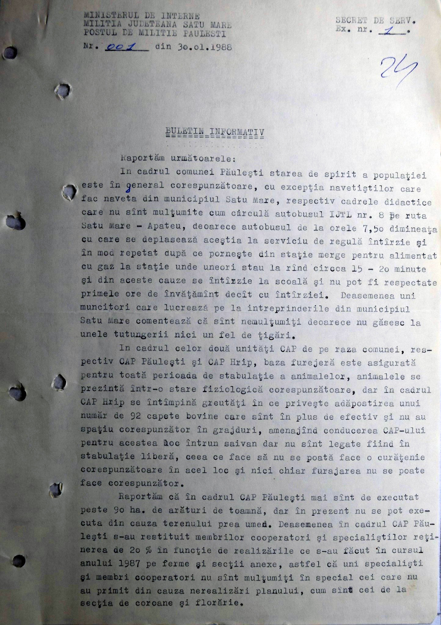 Cum erau urmăriți de Miliție și Securitate locuitorii din satele României. „Suspecții” filați de autorități erau grupaţi în două tabele: „A” şi „B”