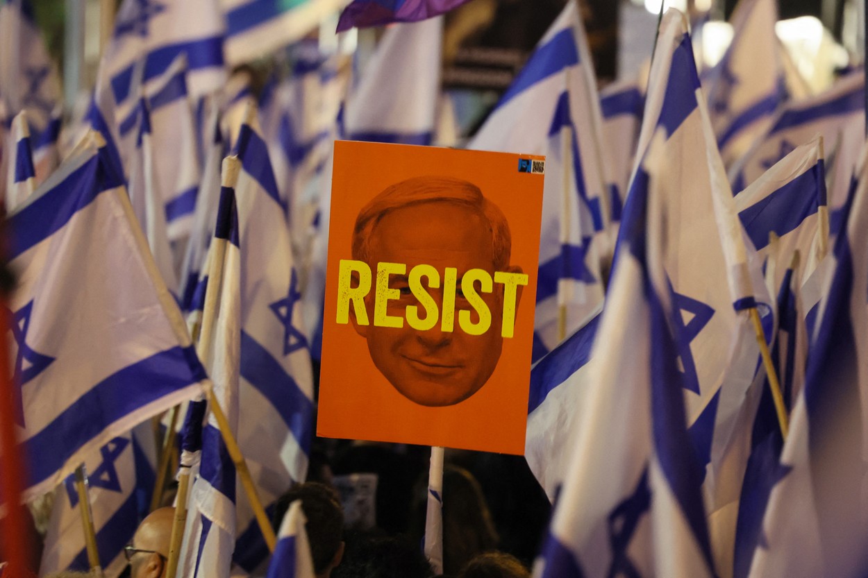 Un nou protest masiv în Israel, pentru a 16-a săptămână la rând. Zeci de mii de oameni contestă reforma justiției și guvernul lui Netanyahu