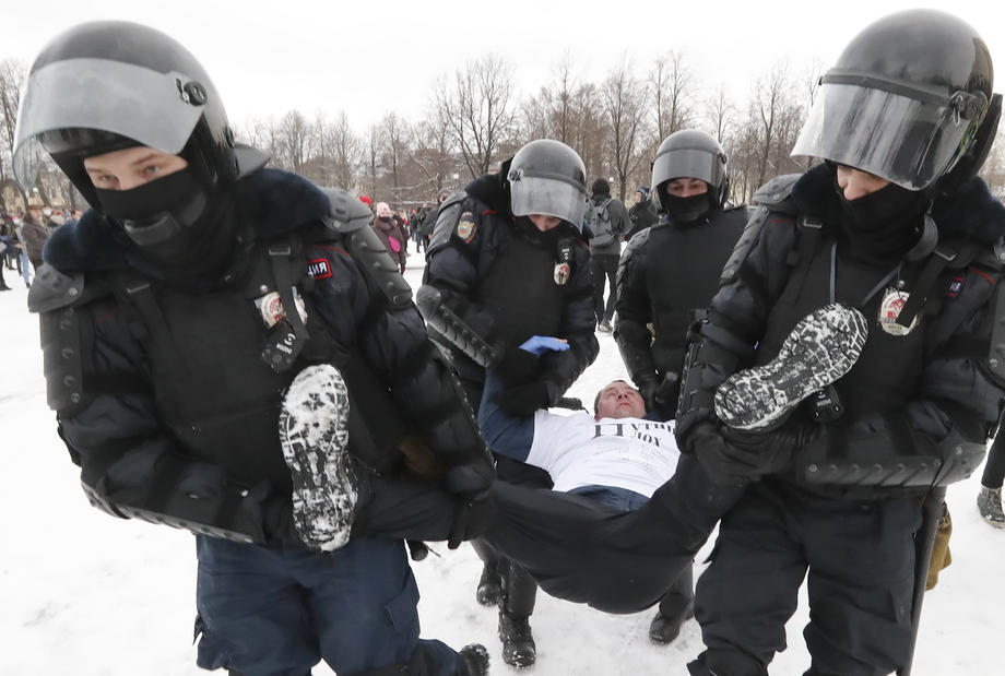 Mii de arestări în Rusia, în al doilea weekend cu proteste masive față de reținerea lui Alexei Navalnîi