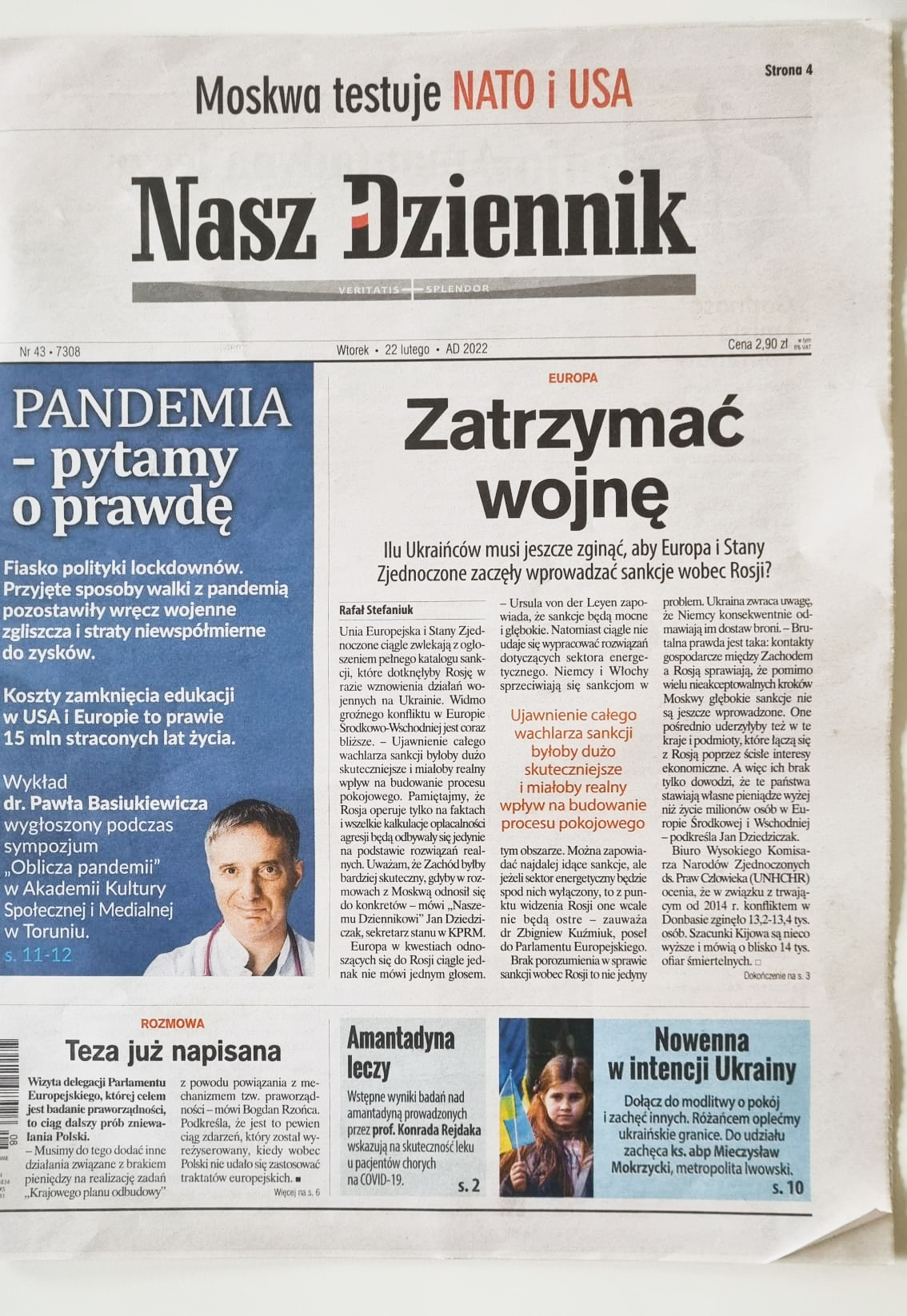 Corespondență din Polonia. „Câți ucraineni mai trebuie să moară pentru ca SUA și UE să introducă sancțiuni dure contra Rusiei?”, titrează ziarul bisericii catolice
