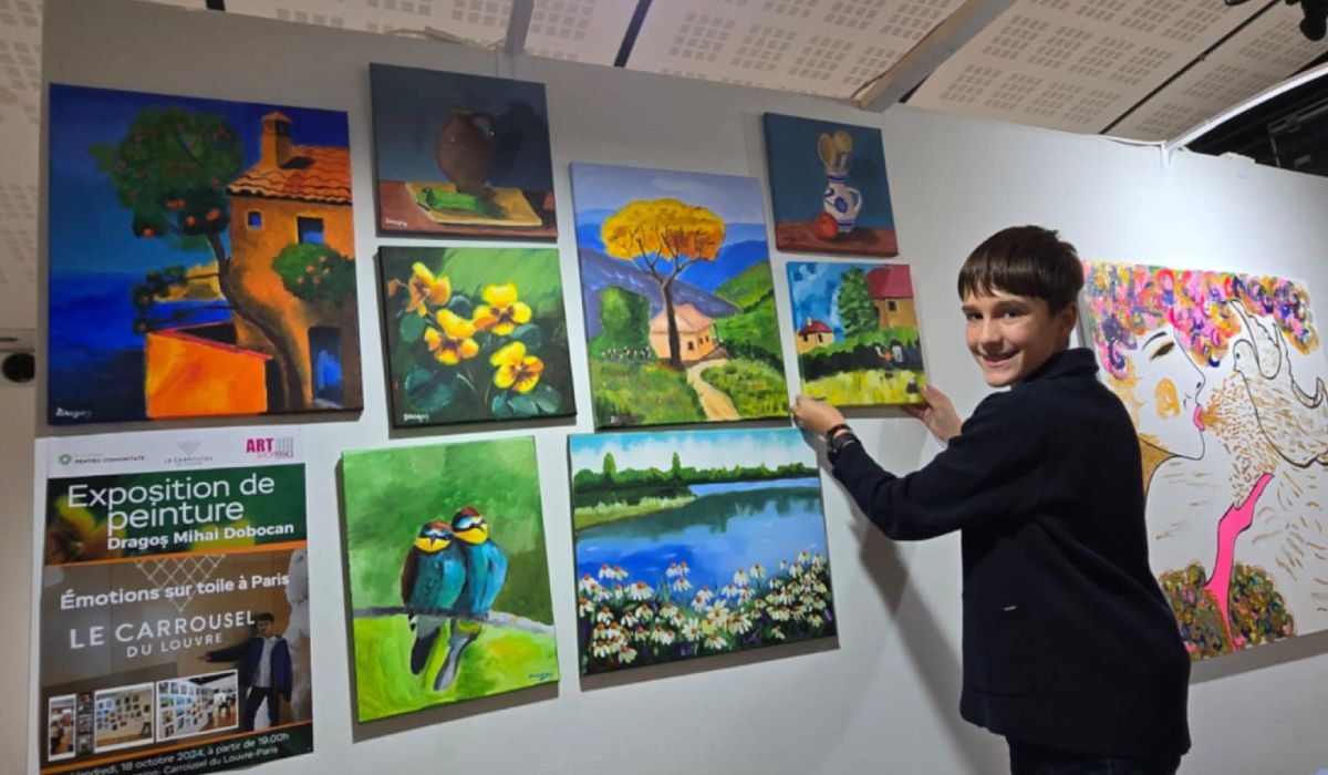Dragoș Dobocan, tânărul artist din Oradea care, la doar 12 ani, și-a expus lucrările în locuri precum Paris, Dubai și Praga