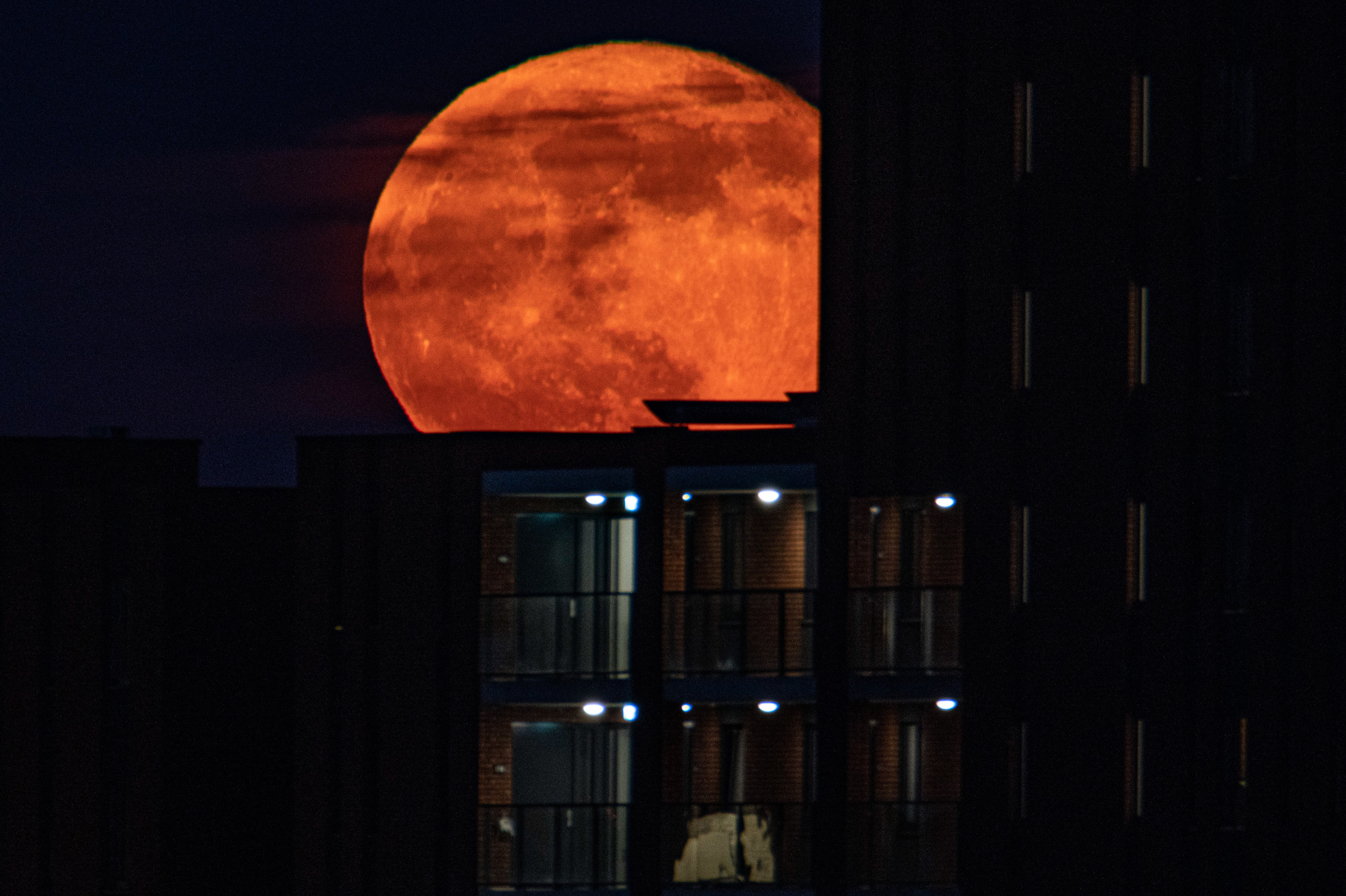 Spectacol pe cer cu superluna roz. Cum a fost surprins fenomenul în imagini