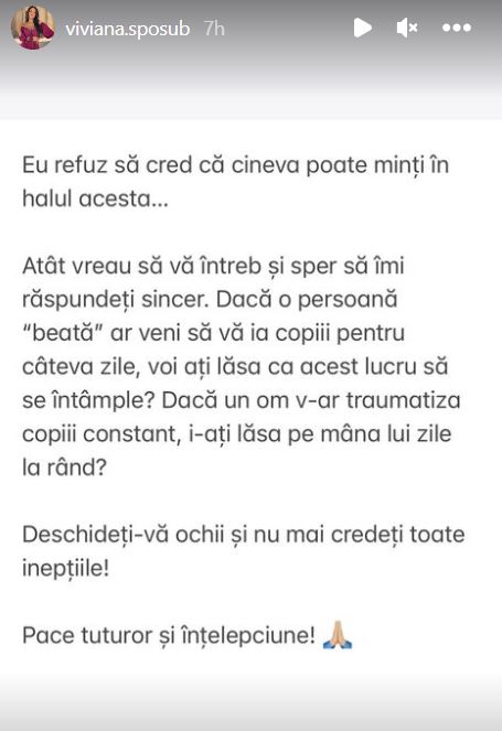 Reacția Vivianei Sposub, după acuzațiile făcute de Andreea Bălan la adresa lui George Burcea: „Eu refuz să cred că cineva poate minți în halul acesta”