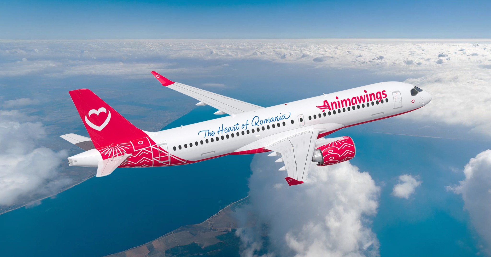 Prima aeronavă Airbus A220-300 din flota AnimaWings, singura de acest tip din România, a aterizat la București