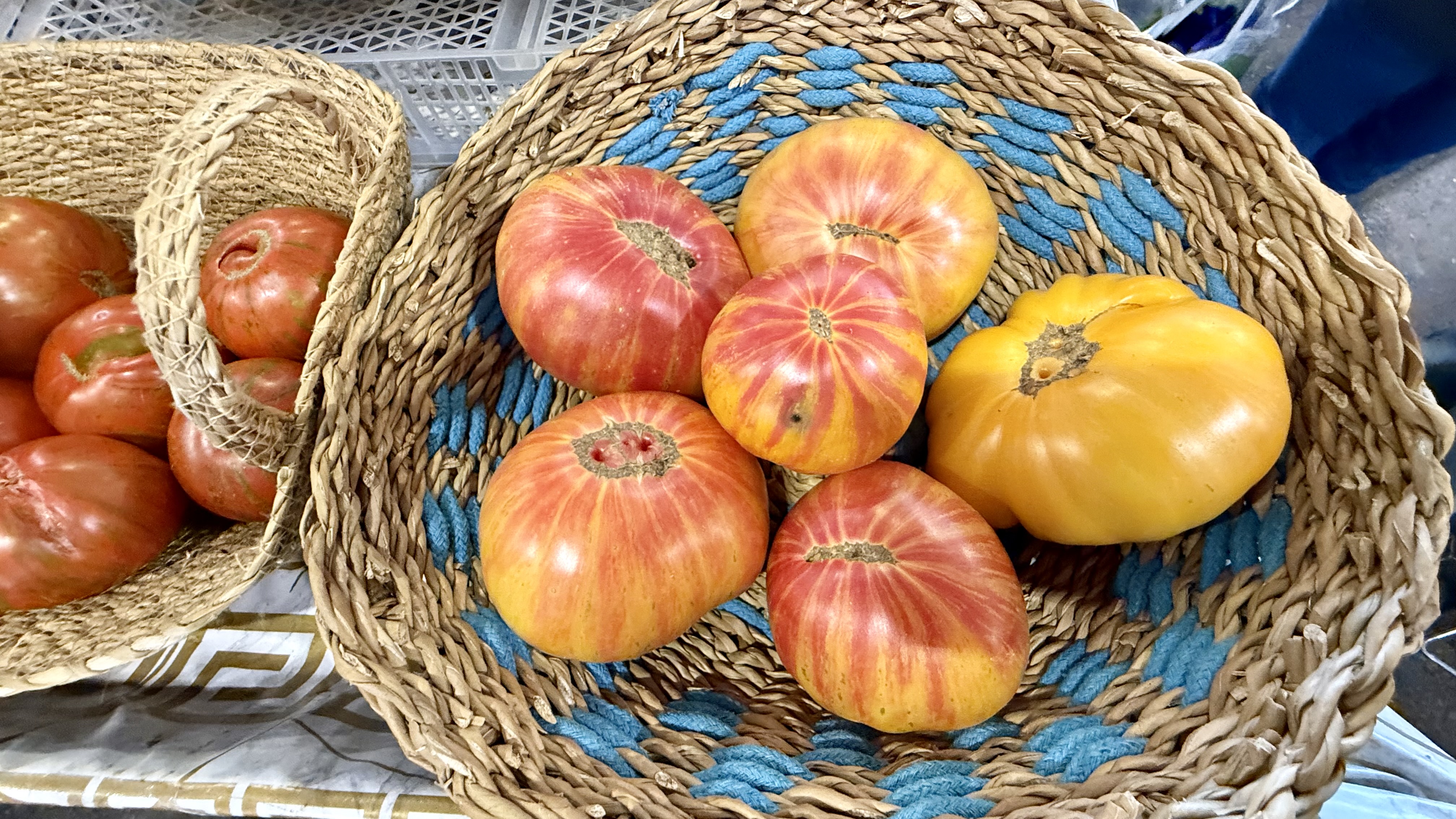 Toată lumea se oprește la această tarabă cu roșii din Piața Obor. Cât costă kilogramul de roșii negre, galbene și portocalii