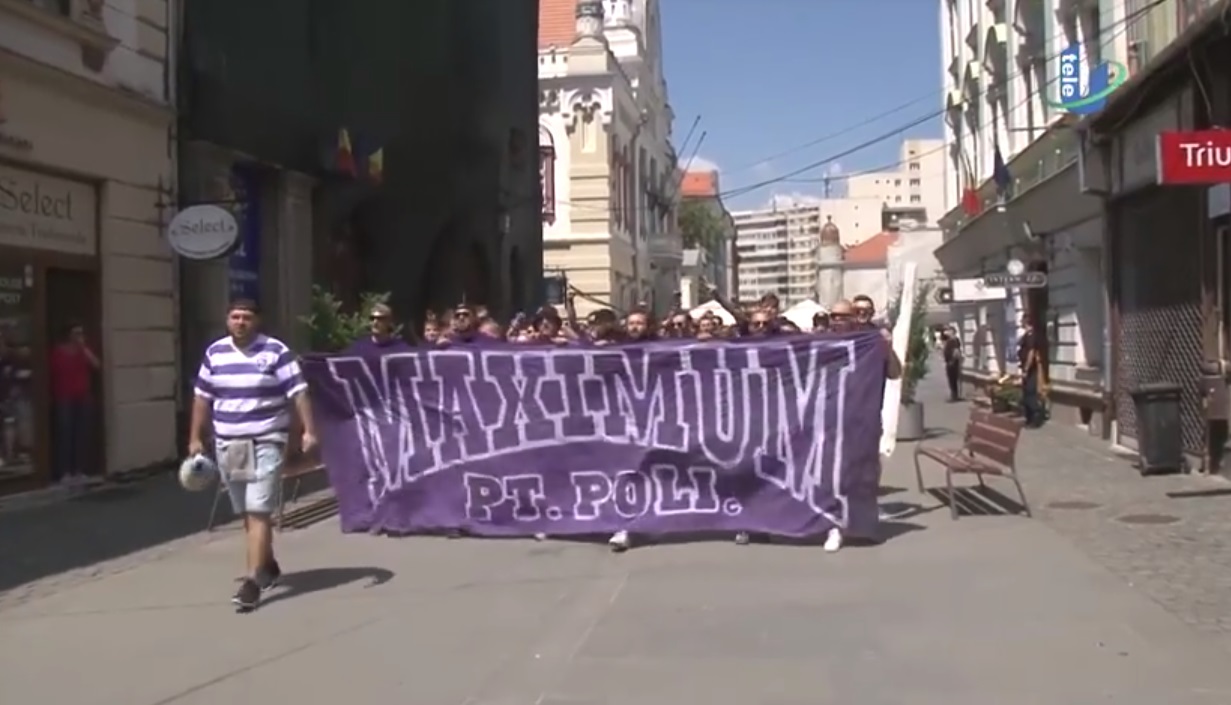 Marșul suporterilor de la Poli Timișoara. Capitala Banatului are trei formații în liga secundă