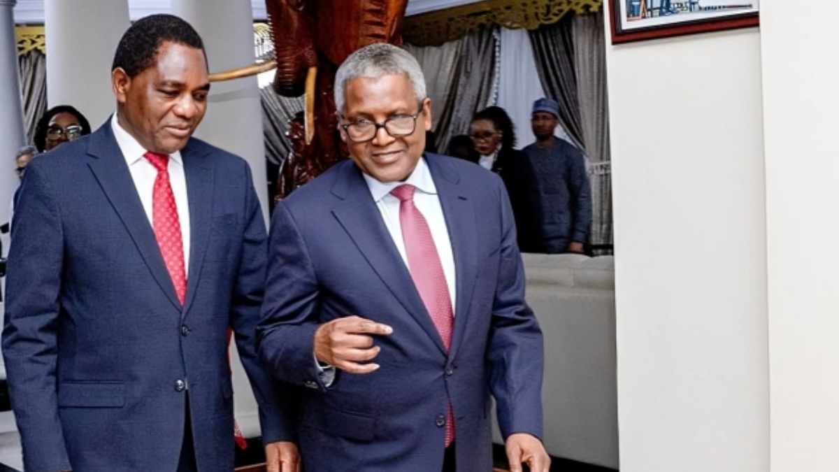 President Hakainde Hichilema meets Aliko Dangote at State House in Lusaka as Zambia eyes major energy sector investment. [Facebook/ZNBC Today]