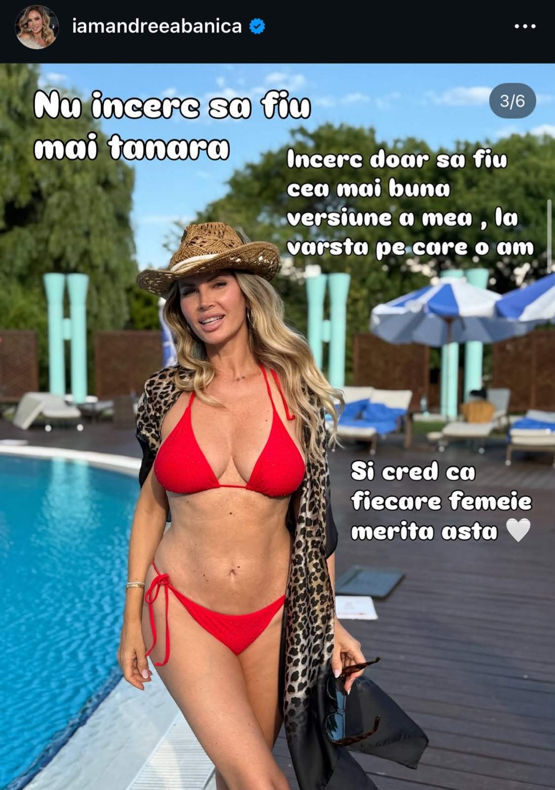 Imagini cu Andreea Bănică în costum de baie la 48 de ani. „În spatele unei fotografii sunt sute de alegeri. Nu încerc să păcălesc vârsta”