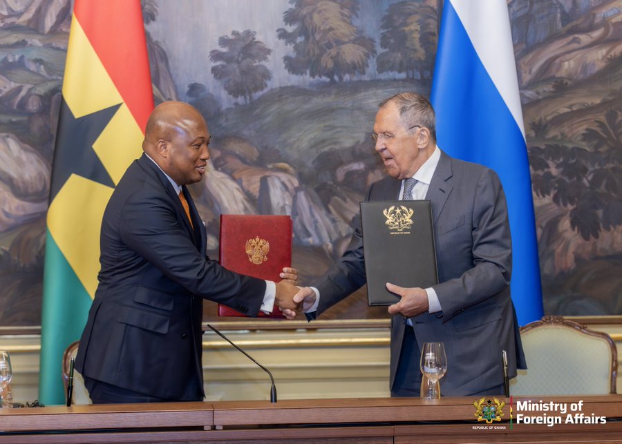 Ghanaian Foreign Minister Samuel Okudzeto Ablakwa met his Russian counterpart in Moscow for talks covering security, nuclear energy, trade and investment.