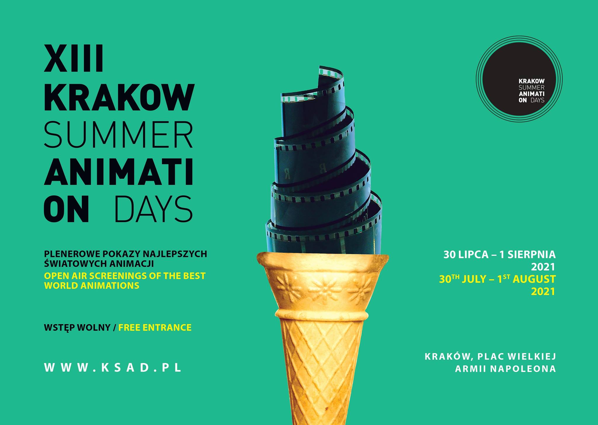 Plakat 13. edycji Krakow Summer Animation Days.