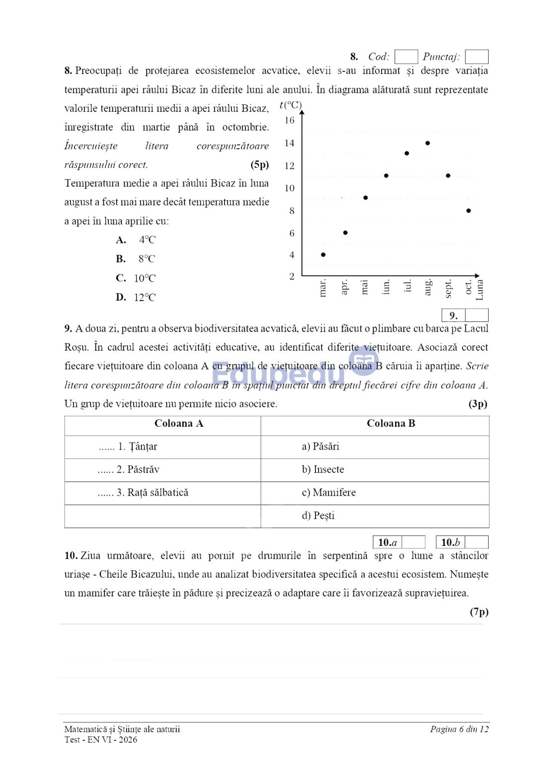 Subiecte Evaluare Națională 2026 clasa a VI-a: Ce au avut de rezolvat elevii la Matematică și Științele naturii
