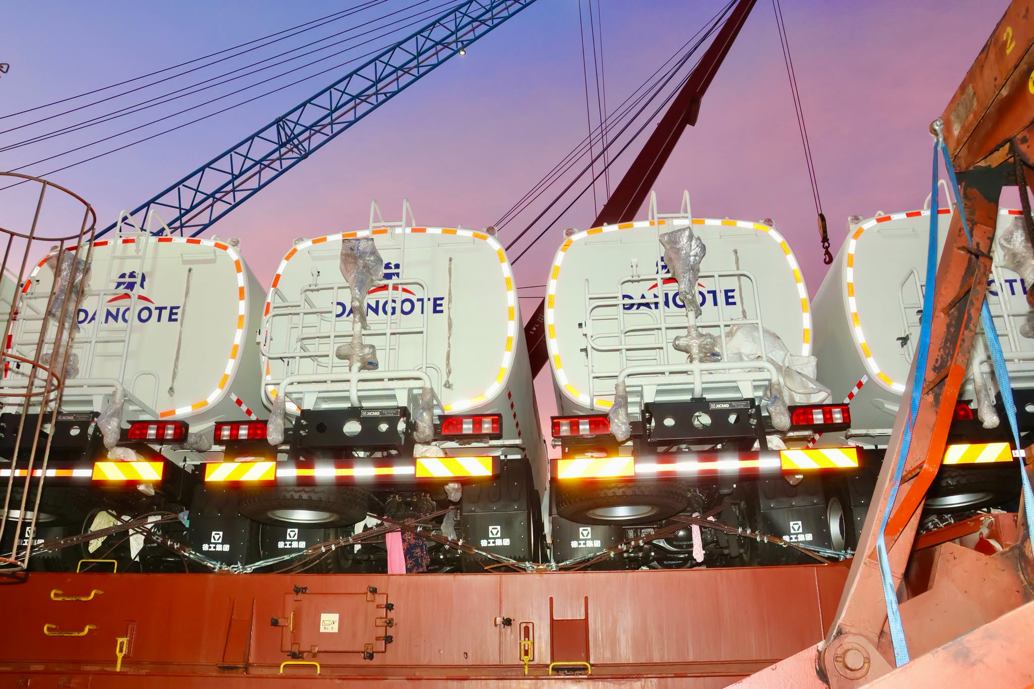 The arrival of the second batch of heavy project cargo and construction equipment for the Dangote East Africa Refinery at Lamu Port, Kenya (Image: Kenya Ports Authority/Facebook)