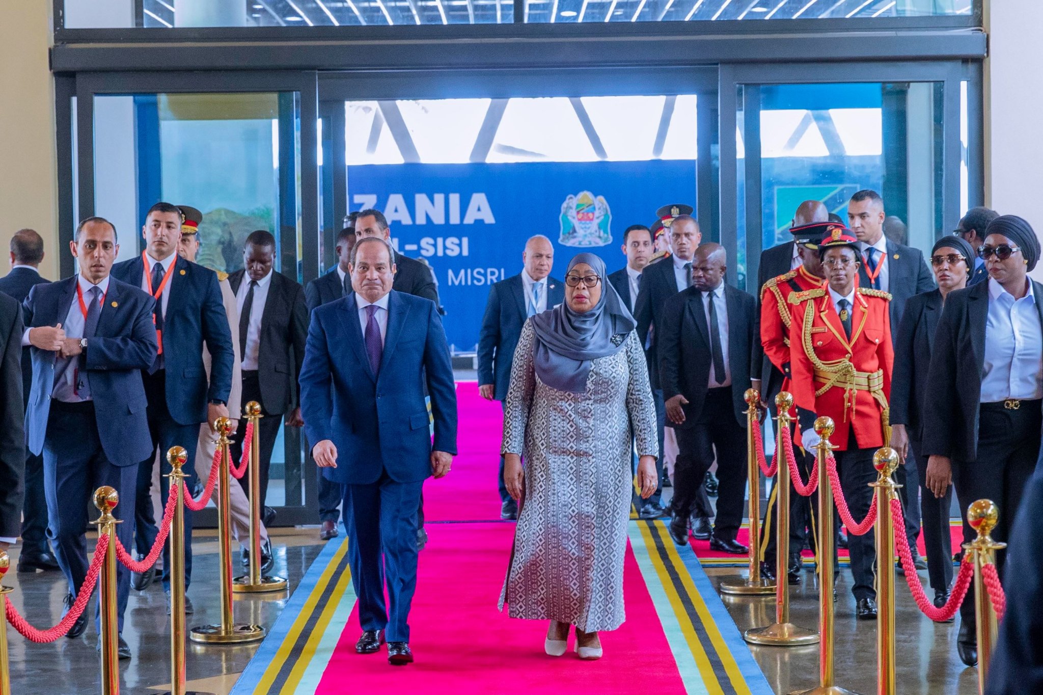 President Samia Suluhu Hassan hosts President Abdel Fattah El-Sisi during his state visit to Tanzania, which focused on expanding investment in ports, transport, energy and agriculture.