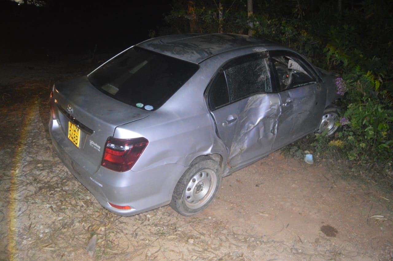 A car that crashed after a high speed chase by DCI detectives