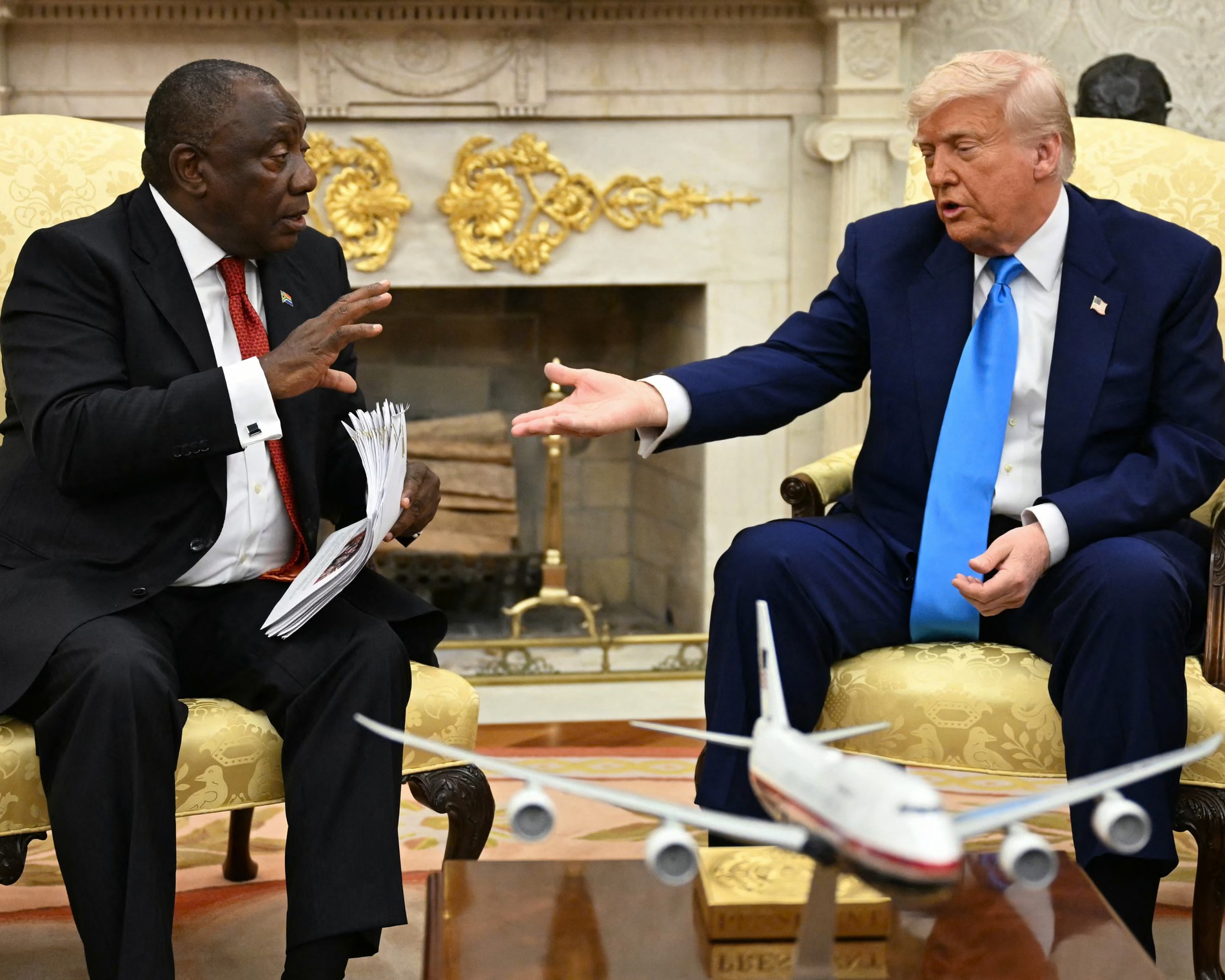 Cyril Ramaphosa and Donald Trump, May 2025. [Photograph: Jim Watson/AFP/Getty Images]
