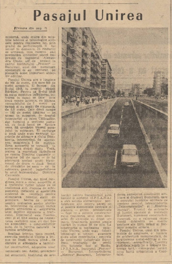 Prefectul Capitalei a convocat Comitetul pentru Situaţii de Urgenţă pentru planşeul Unirii. Lucrările depind de un aviz al PMB