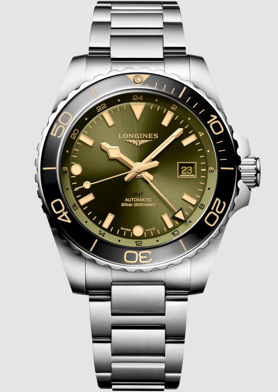 Longines Hydro­Conquest Die Sportuhr mit 43-mm-Stahl­gehäuse, Keramiklünette und kratzfestem Saphirglas kann viel aushalten, auch Druck bis 300 Meter unter Wasser. 2800 Fr.