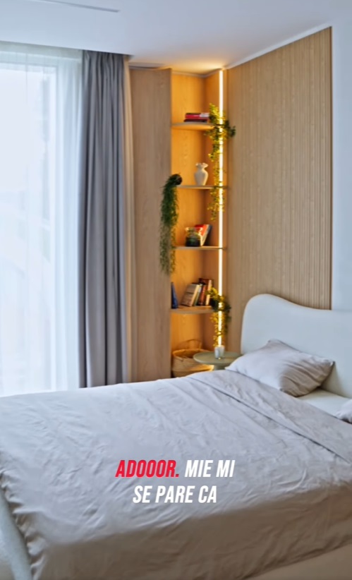 Imagini din casa în care Mira s-a mutat cu Levi Elekes. Locuința e luminoasă, mai puțin bucătăria, care e neagră: „Mă trezesc și eu cu chef de viață”
