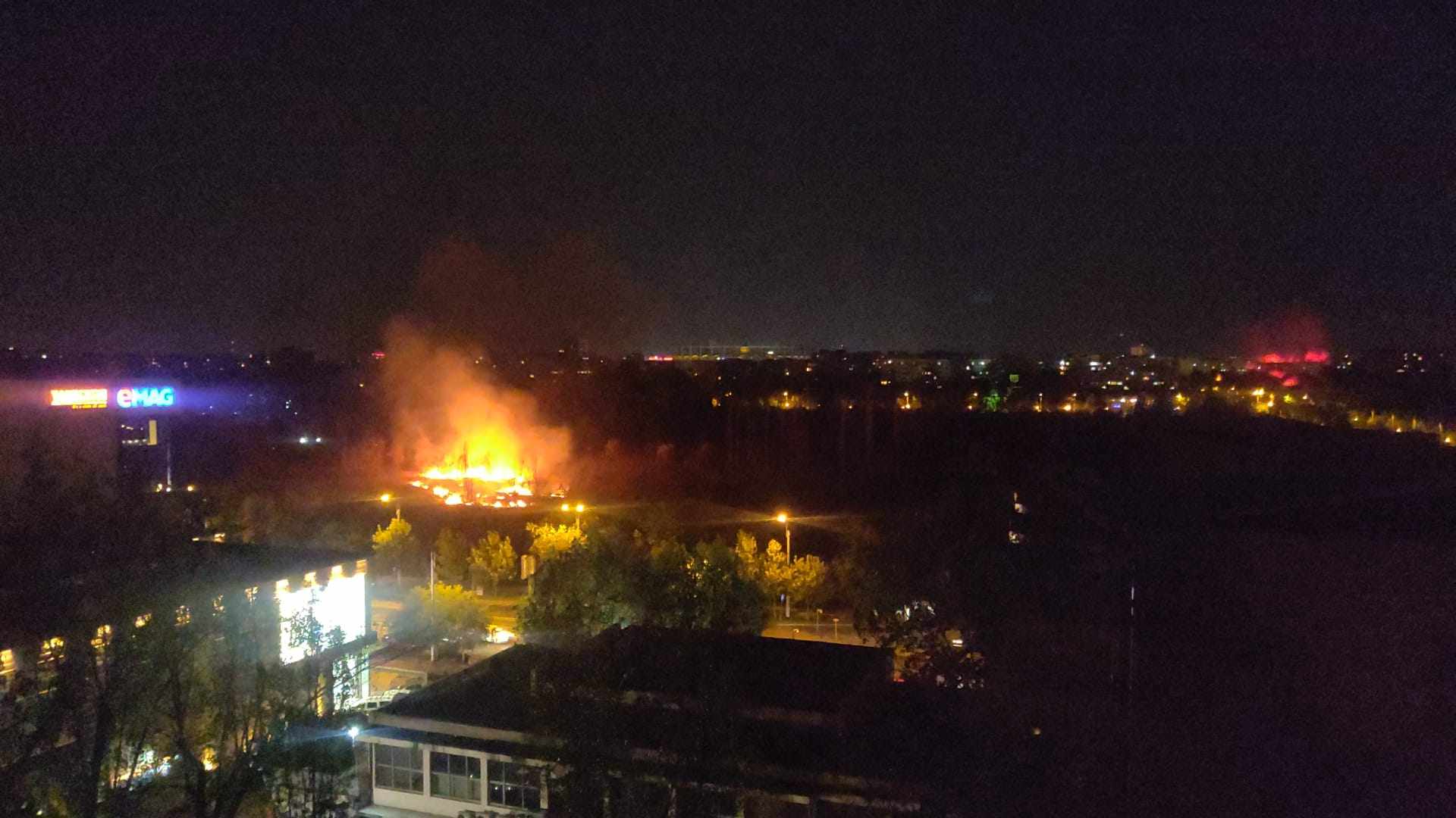 Incendiu puternic în Parcul IOR din București. Au ars 4.000 de metri pătrați de vegetație