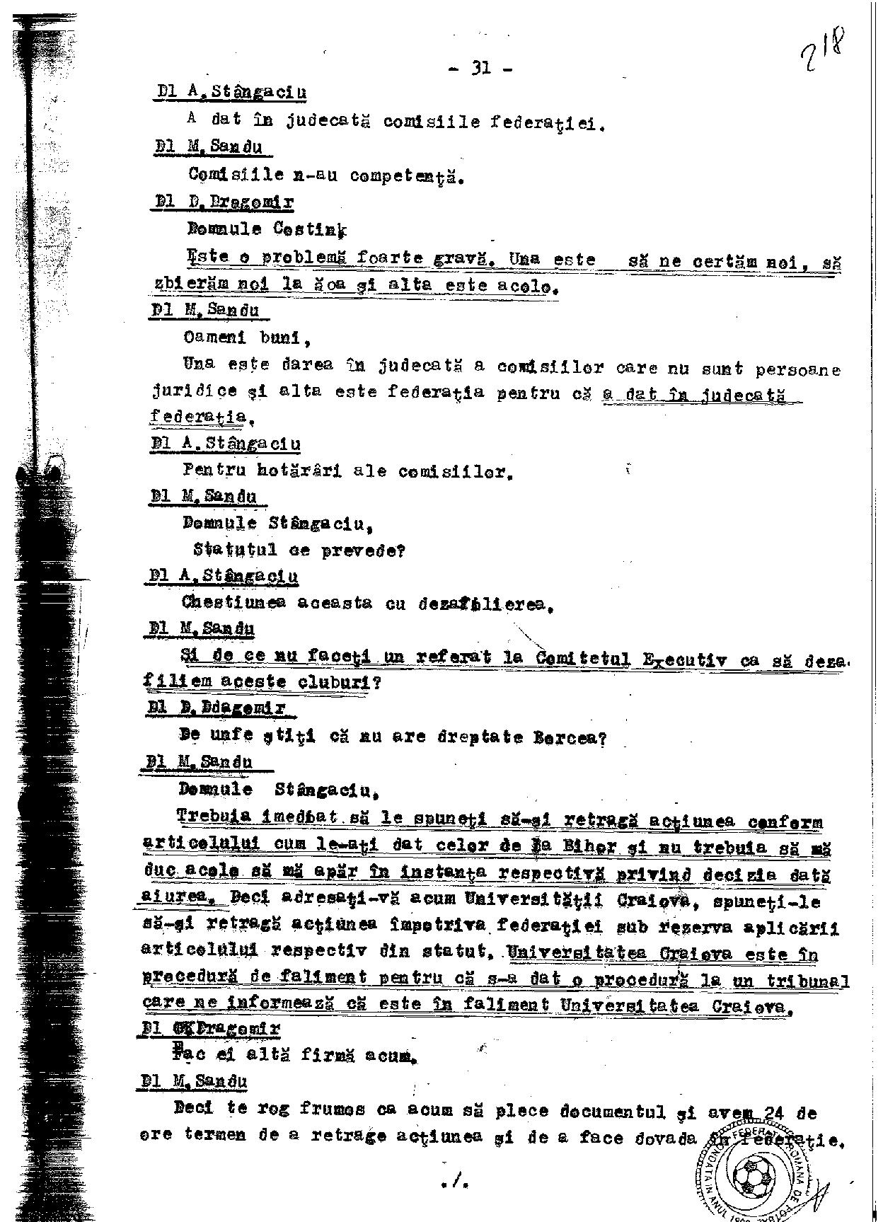 Stenogramă-bombă! Mircea Sandu l-a acuzat într-un CEx din 2011 pe un fost șef al arbitrilor că joacă la pariuri. Reacția celui vizat / EXCLUSIV