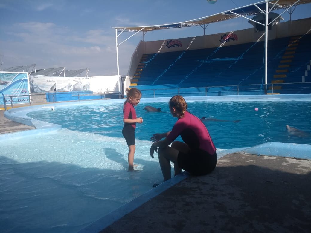 VIDEO/ Terapie cu delfini la 10.000 de kilometri distanță, pentru fetița ei diagnosticată cu autism. Cum a ajuns o mamă din Gorj să facă voluntariat în Mexic