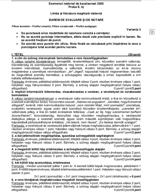 Ce subiecte au avut de rezolvat elevii la proba la Limba maternă la BAC 2026, sesiunea de toamnă