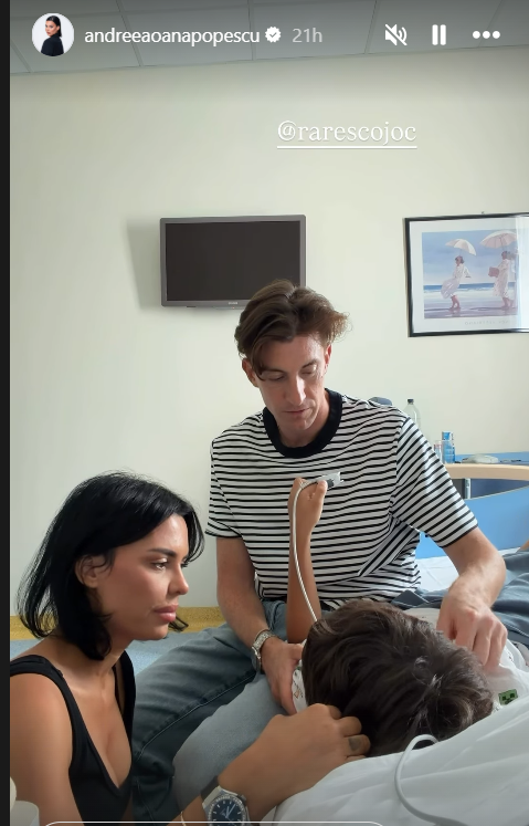 Andreea Popescu și Rareș Cojoc, împreună pe patul de spital. Cum s-au filmat cei doi în timp ce își așteptau fiul să iasă din operație