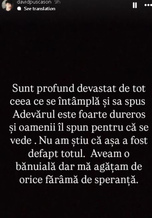 David Pușcaș nu mai doarme după dezvăluirile făcute de Luminița Anghel. În ce stare a apărut: „Este singura mea salvare să neg că nu am înnebunit”