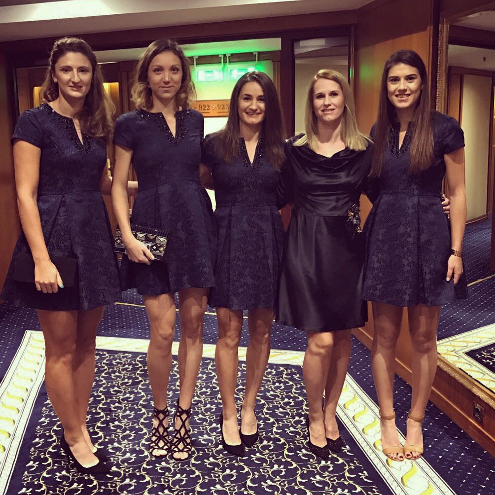 Tricolorele din echipa de Fed Cup au fost foarte elegante la dineul oficial diniantea meciului cu Belgia