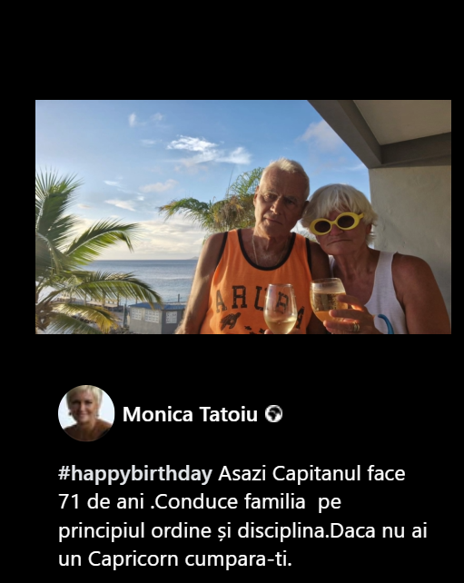 Mesajul Monicăi Tatoiu de ziua soțului ei, Victor. Cei doi au sărbătorit în Marea Caraibilor. „Astăzi, Căpitanul face 71 de ani”