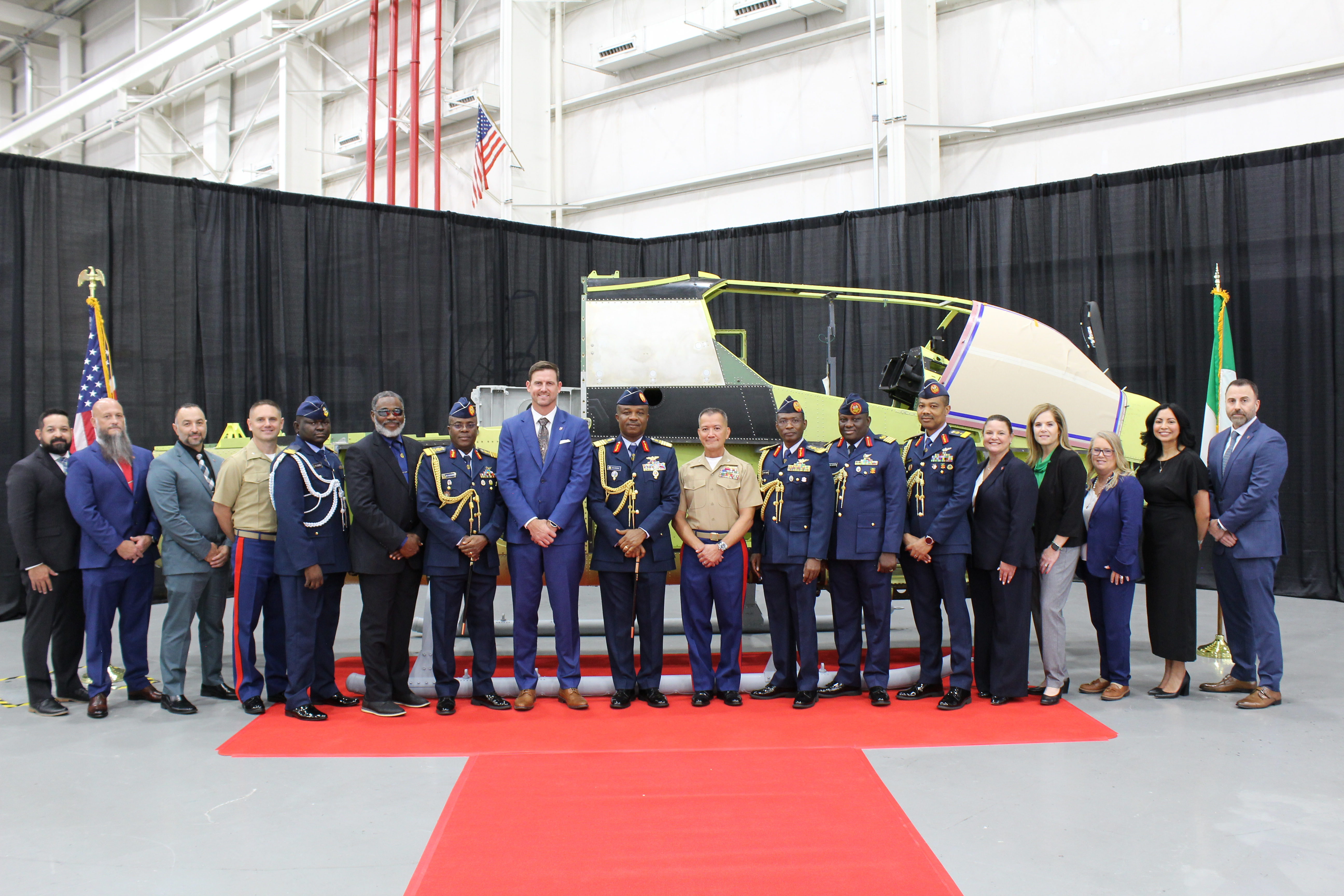 Nigerian and American officials mark the beginning of production of the first Viper intended for the Nigerian Air Force. Photo: Bell