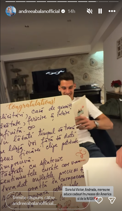 Scrisoarea primită de Andreea Bălan de la părinții lui Victor Cornea, în ziua nunții lor. Artista a făcut totul public