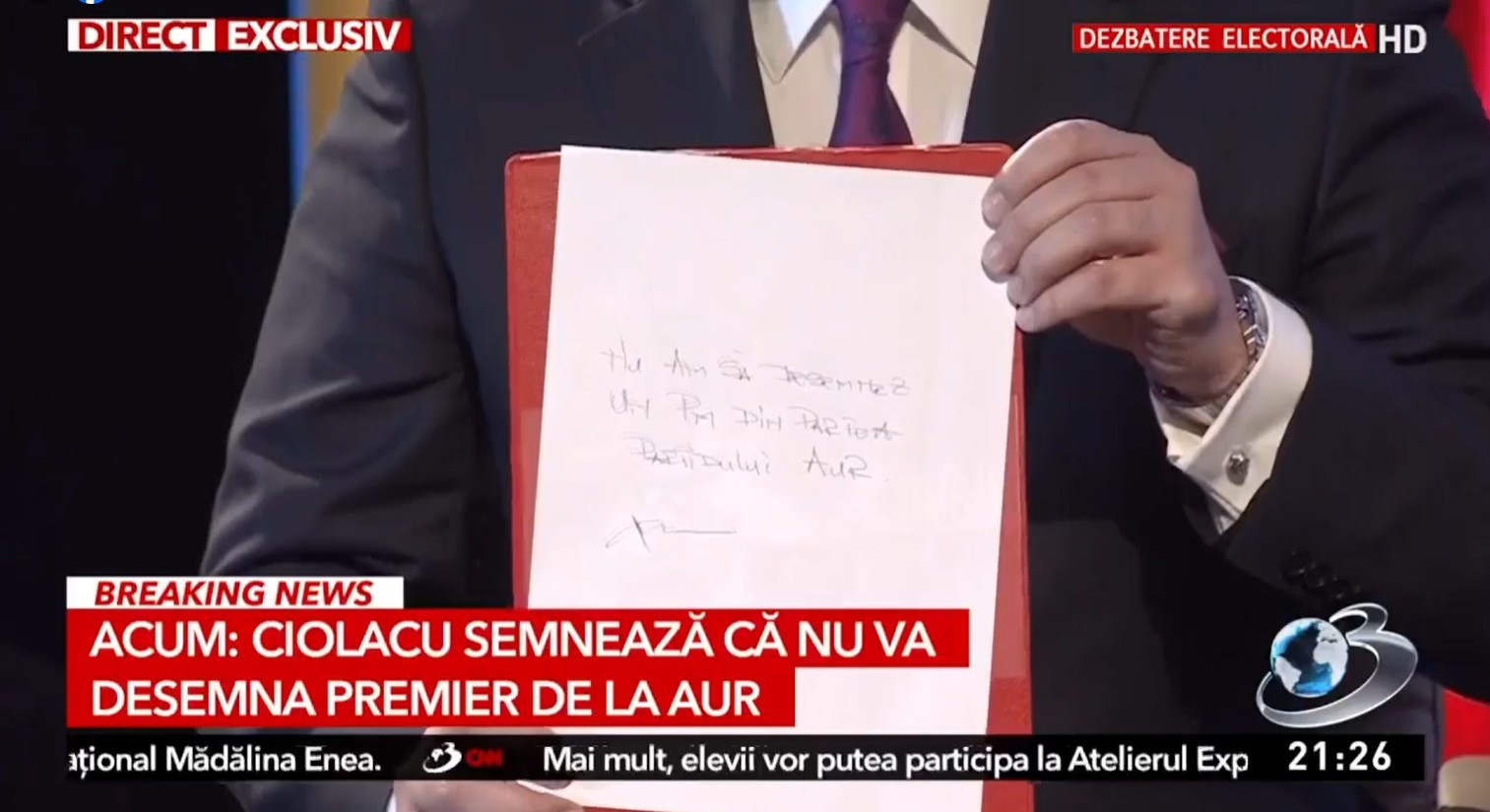 Marcel Ciolacu, pus de Mihai Gâdea să semneze în fața lui că nu va desemna premier de la AUR, dacă va fi președinte