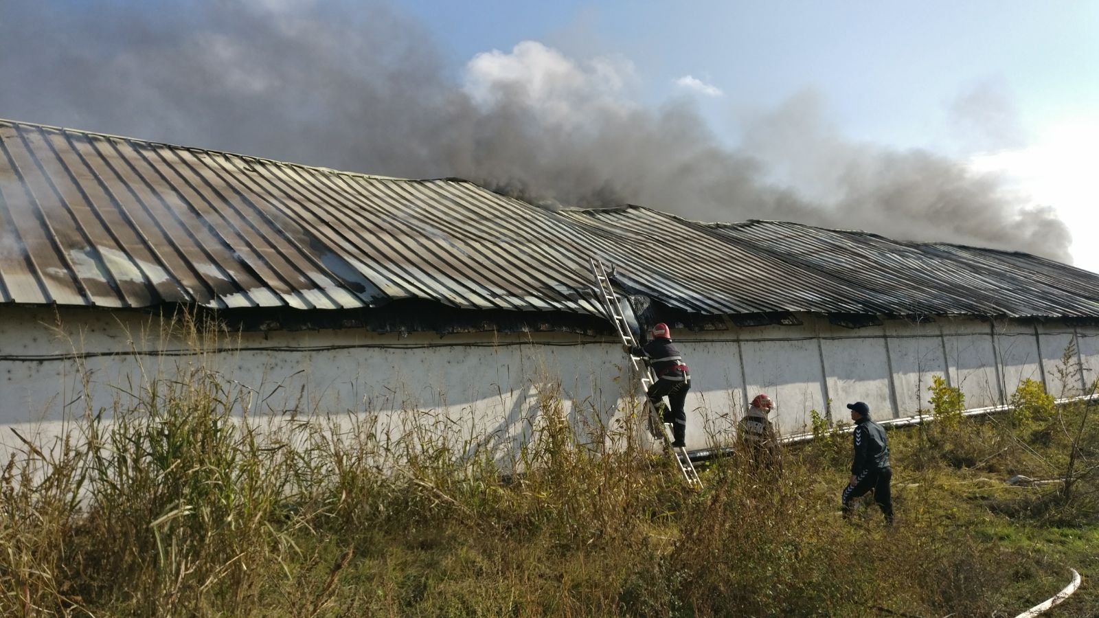 FOTO&VIDEO/ Incendiul de la un depozit de materiale plastice din Tulcea a pornit din cauza unor lucrări de sudare