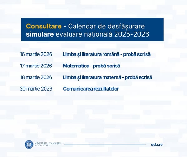 Când vor avea loc examenele de BAC și Evaluare Națională în 2026: Ministerul Educației a publicat proiectele de ordin