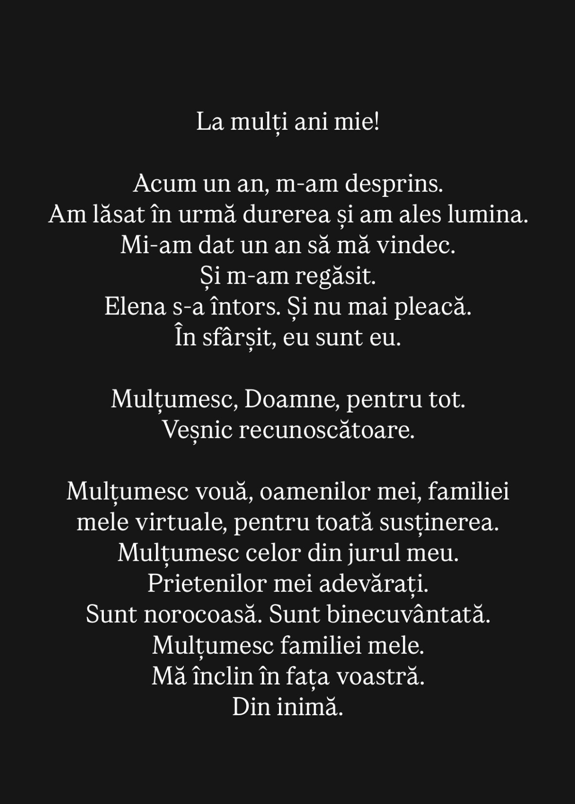 Anunțul făcut de fosta soție a lui CRBL la un an de la divorț. Elena Viscu: „Sunt norocoasă”