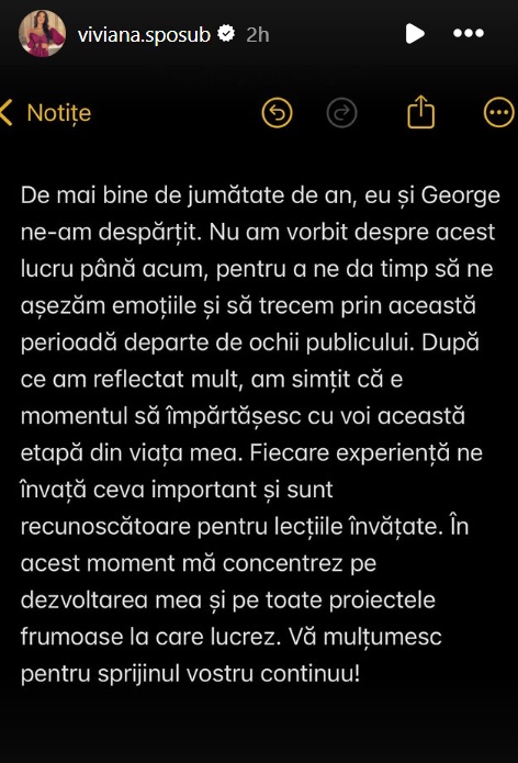 Viviana Sposub și George Burcea s-au despărțit din nou: „Nu am vorbit despre acest lucru până acum”. De cât timp nu mai formează un cuplu