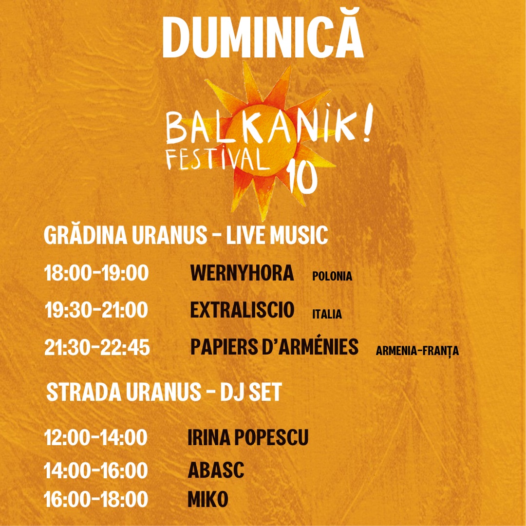 Cea de-a X-a ediție a Balkanik Festival începe vineri la Gradina Uranus și pe Strada Uranus