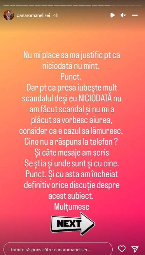 Oana Roman a postat conversația cu Marius Elisei, după ce bărbatul a acuzat-o că l-a lăsat fără chei la casă: „Eu niciodată nu am făcut scandal”